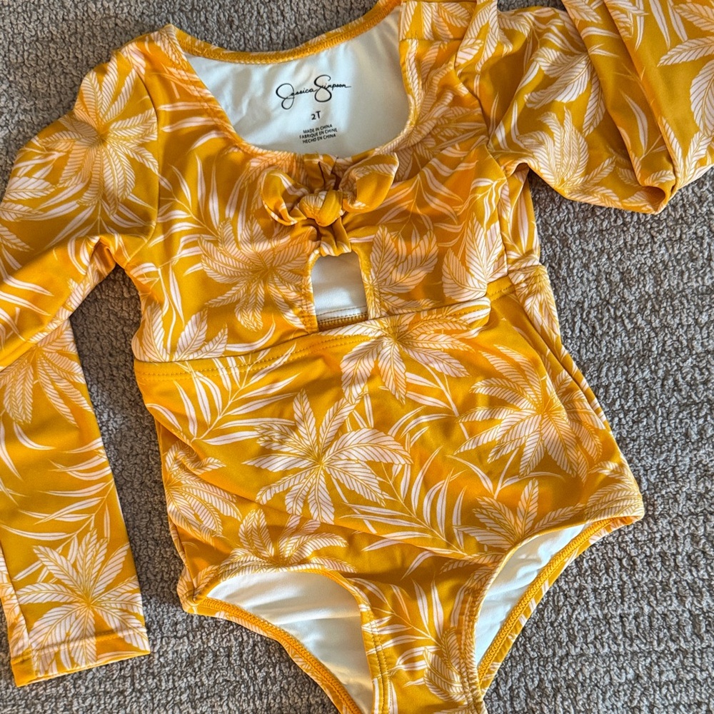 Jessica Simpson Orange Tropical One Piece Swimsuit